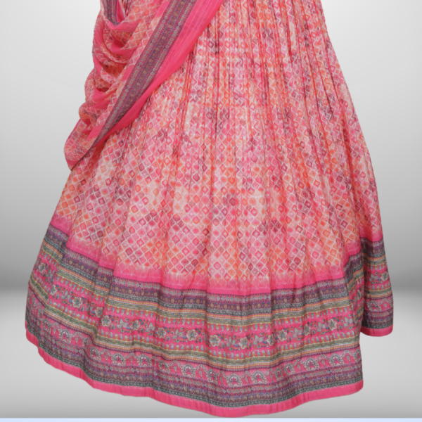 Radiant Pink Printed Lehenga Set with Embellished Crop Top - Image 5